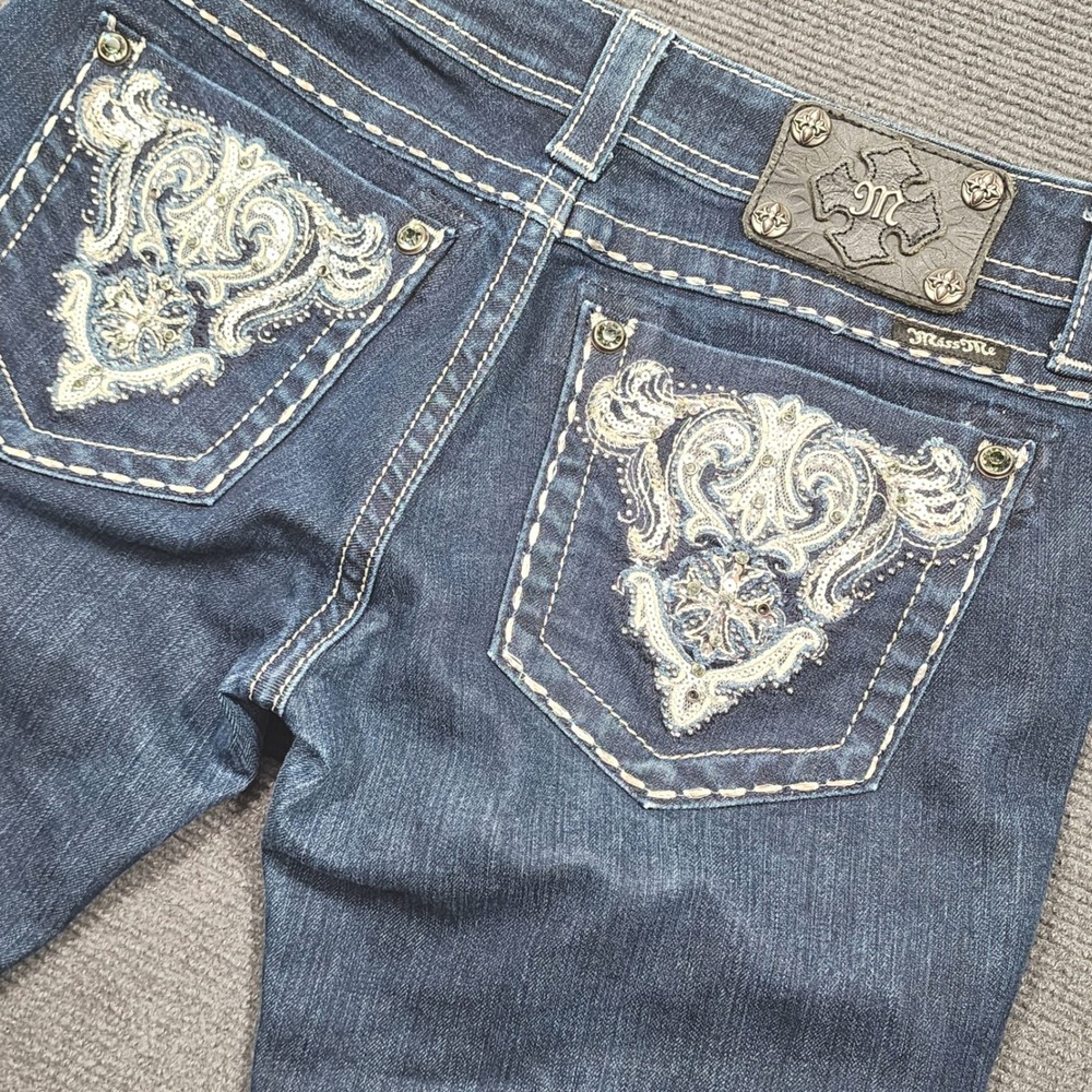 Miss Me Skinny Jeans Women 28 Blue Embroidered Pocket Low Rise Denim